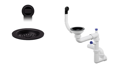 Space-saving manual water trap Composite for undermount sinks