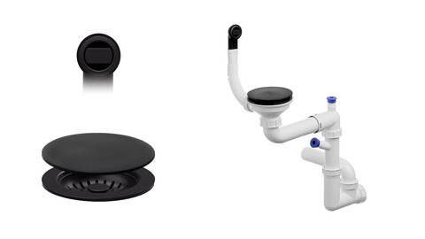 Space-saving manual water trap Composite for undermount sinks