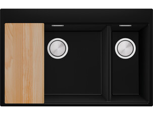 Double-bowl granite kitchen...