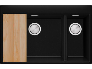 Double-bowl granite kitchen...
