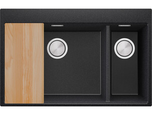 Double-bowl granite kitchen...