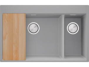 Double-bowl granite kitchen...
