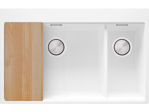 Double-bowl granite kitchen...