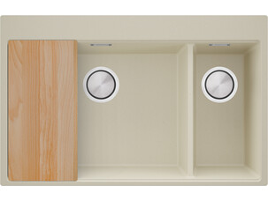 Double-bowl granite kitchen...