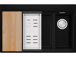 Double-bowl granite kitchen...