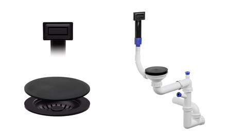 Space-saving manual water trap Composite mit Blende with cover - rectangular overflow