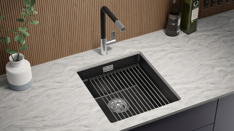 Under mount single-bowl kitchen granite sink with large bowl XXL Prague 45 Level + roll-out drainer