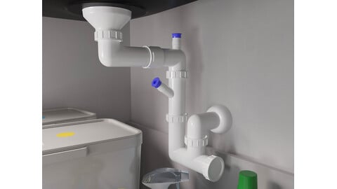 Space-saving automatic water trap (Pop-up) for undermount sinks Composite black-rectangular overflow