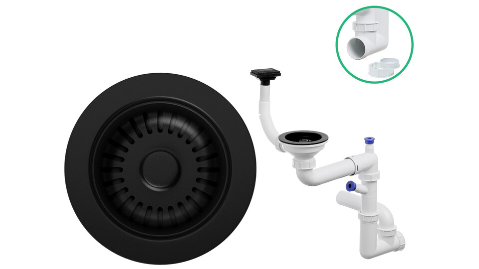 Space-saving manual water trap Composite -vertical overflow