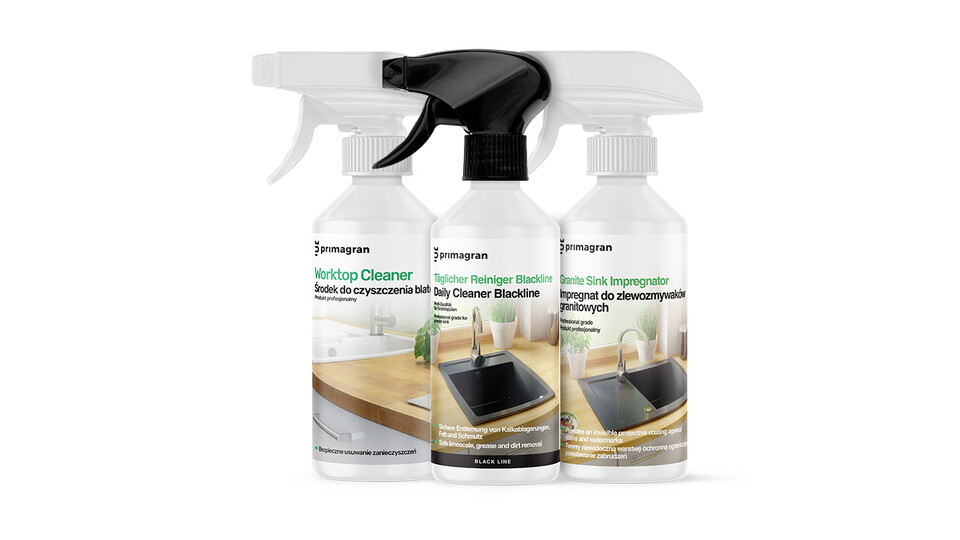 Impregnator for granite sinks 250 ml + Blackline Sink Conditioner 250 ml + Countertop cleaner 250 ml