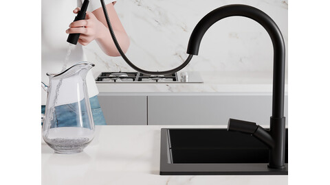 Kitchen mixer tap with pull-out spout and 2 spray types Primagran® 9600
