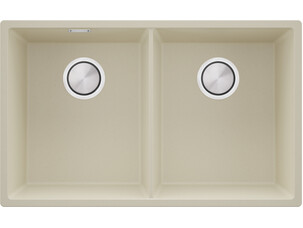 Double-bowl granite kitchen...