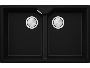 Double-bowl granite kitchen...