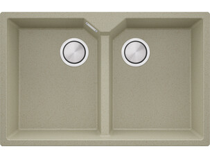 Double-bowl granite kitchen...