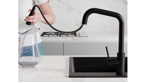 Kitchen mixer tap with pull-out spout and 2 spray types Primagran® 9070