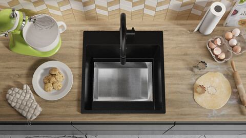 One-bowl granite kitchen sink without drainer with large bowl XL Riga 50