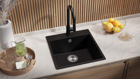 One-bowl granite kitchen sink without drainer with large bowl XL Riga 50