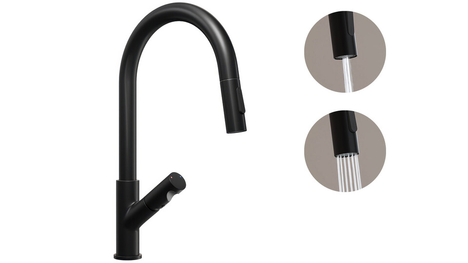 Kitchen mixer tap with pull-out spout and 2 spray types Primagran® 9600