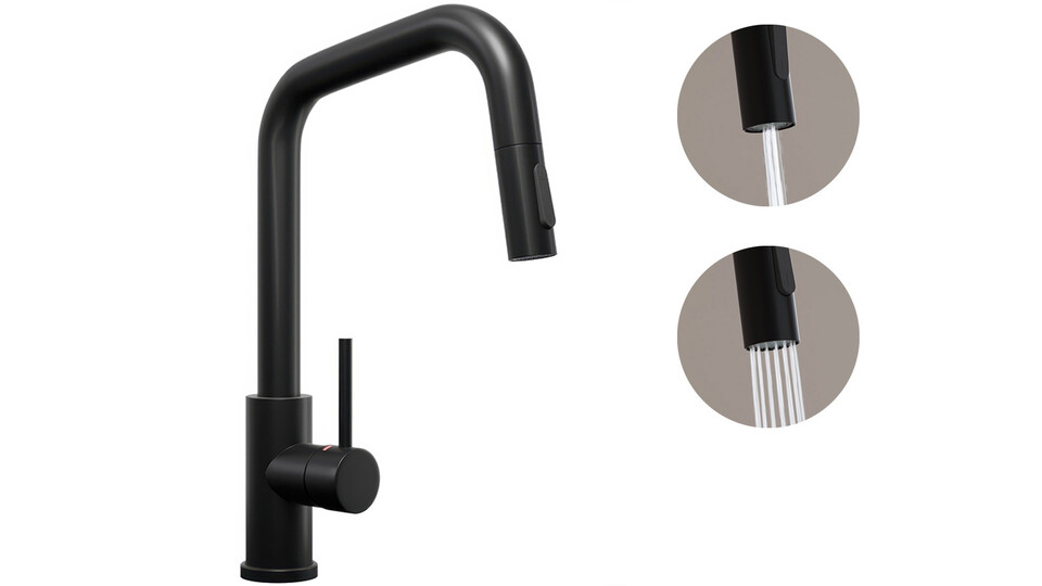 Kitchen mixer tap with pull-out spout and 2 spray types Primagran® 9070