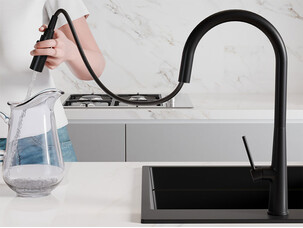 Kitchen mixer tap with pull-out spout and 2 spray types Primagran® 9090