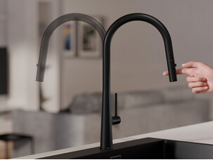 Kitchen mixer tap with pull-out spout and 2 spray types Primagran® 9090