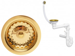 Golden wall trap with hidden overflow classic manual single bowl