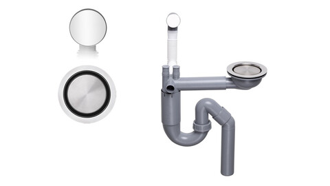 Wall trap with hidden overflow classic manual single bowl + magnetic cover