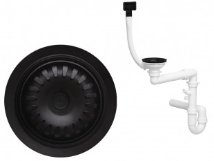 Black wall trap with hidden overflow classic manual single bowl