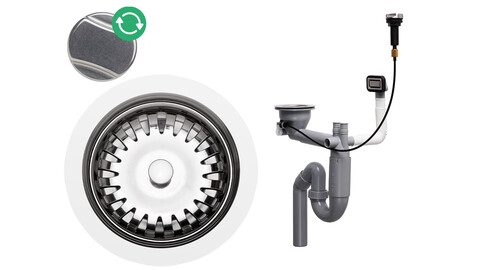 Space-saving automatic (knob) telescopic water trap - rectangular overflow