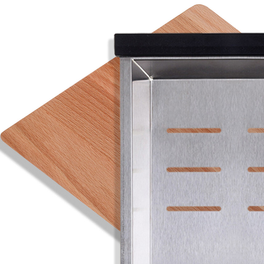 Drip tray (Inox) + Beechwood cutting board